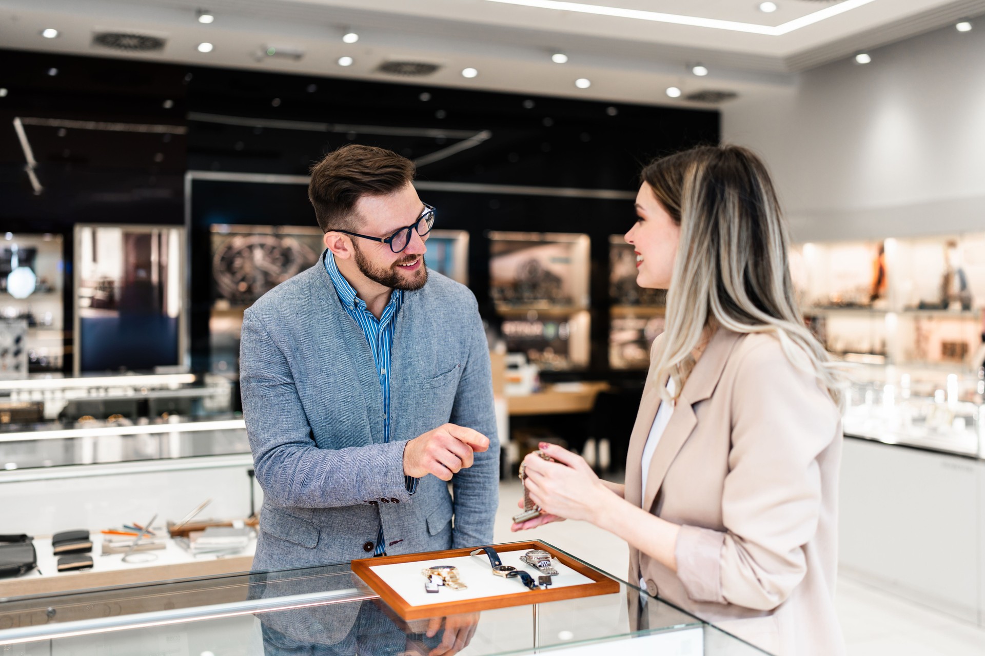 Business man in jewelry store