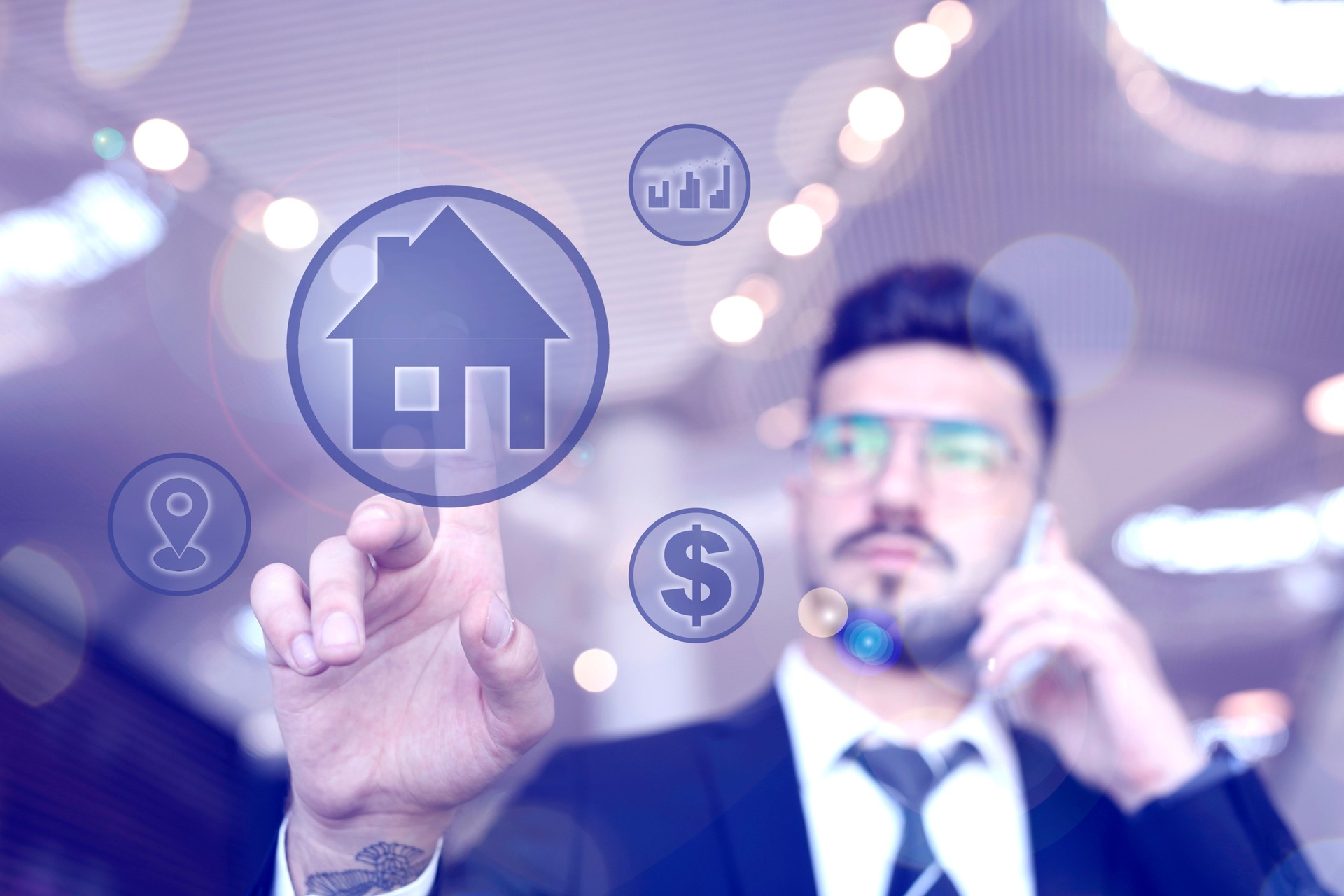 Businessman is touching Real Estate Figure